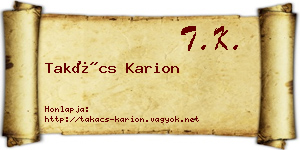 Takács Karion névjegykártya