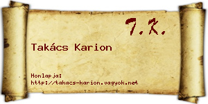 Takács Karion névjegykártya